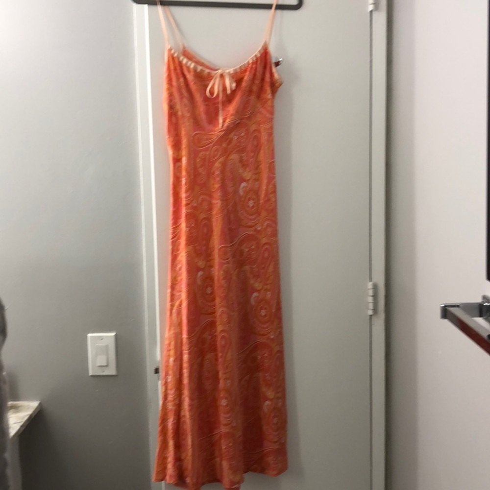 Midi silk strapped tank dress paisley print